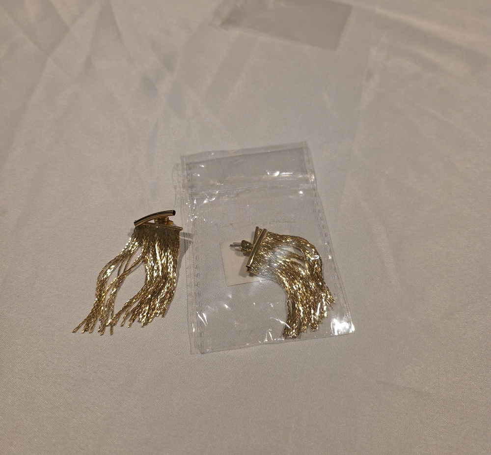 Gold Tassel Fringe Statement Earrings